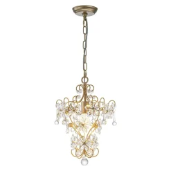 Glam Bloom Floral Crystal Accented Cage Pendant Light