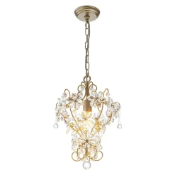 Glam Bloom Floral Crystal Accented Cage Pendant Light