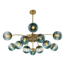 Glam Bloom 12-Light Blue Glass Bubble Semi Flush Chandelier