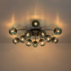 Glam Bloom 12-Light Blue Glass Bubble Semi Flush Chandelier