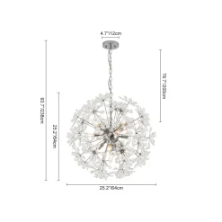 Glam Chrome Bloom Dandelion Crystal Sputnik Chandelier