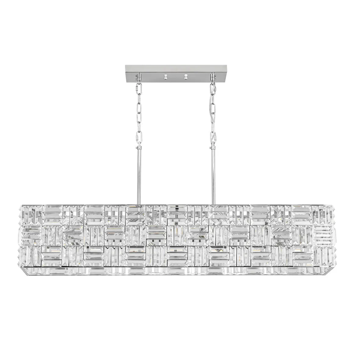 Glam Chrome Dazzle Crystal Rectangle Cage Island Chandelier