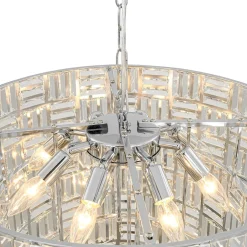 Glam Chrome Spark Cut Crystal Tiered Round Chandelier