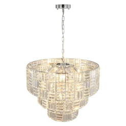 Glam Chrome Spark Cut Crystal Tiered Round Chandelier