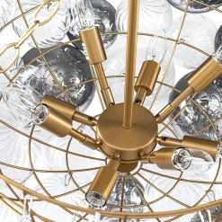 Glam Cluster Ribbed Smoked Glass Globe Bubble Chandelier