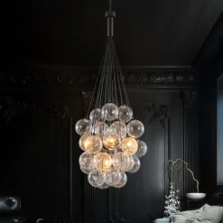 Glam Cluster Textured Water Glass Globe Bubble Chandelier