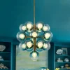 Glam Cluster White Blue Glass Bubble Tiered Chandelier