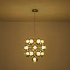 Glam Cluster White Blue Glass Bubble Tiered Chandelier