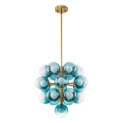 Glam Cluster White Blue Glass Bubble Tiered Chandelier