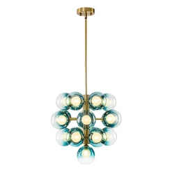 Glam Cluster White Blue Glass Bubble Tiered Chandelier