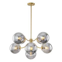 Glam Dark Pearl Smoked Glass Globe Bubble Sputnik Chandelier