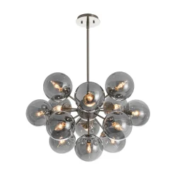 Glam Dark Pearl Sputnik Smoked Glass Bubble Chandelier Light Fixture