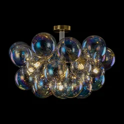 Glam Iridescent Glass Cluster Bubble Semi Flush Chandelier