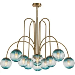 Glam 10-Light Blue Glass Globe Bubble Chandelier