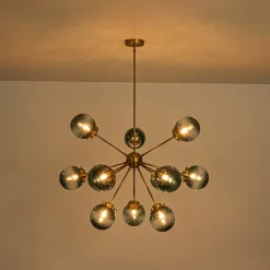Glam 12-light Blue Glass Globe Sputnik Bubble Chandelier