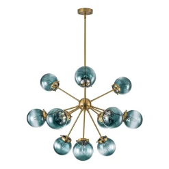 Glam 12-light Blue Glass Globe Sputnik Bubble Chandelier