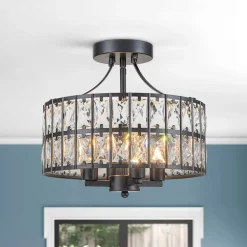 Glam 4-Light Drum Crystal Ceiling Light