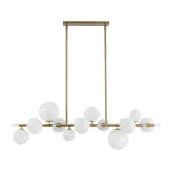 Glam 12-Light Shine Opal Glass Globe Linear Island Chandelier