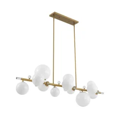 Glam 12-Light Shine Opal Glass Globe Linear Island Chandelier