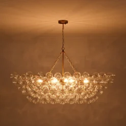 Glam 8-Light Tiered Clear Glass Bubble Island Chandelier
