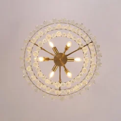 Glam Luxe Brass Tiered Crystal Raindrop Round Chandelier
