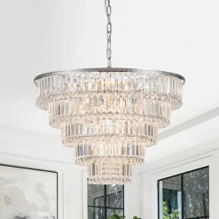 Glam Luxe Chrome 5-Tier Crystal Round Chandelier