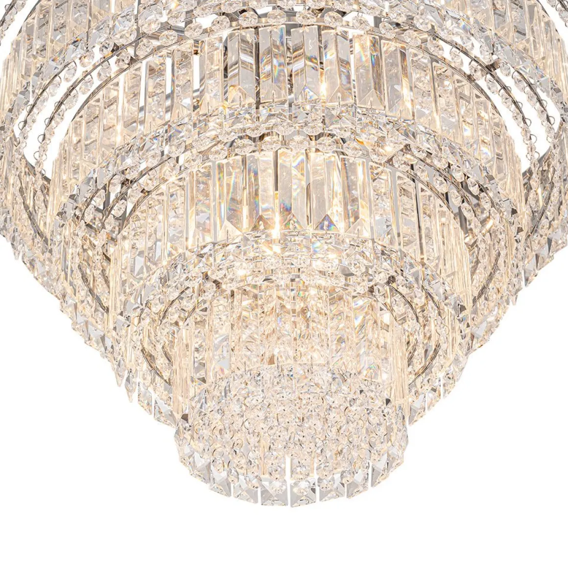 Glam Luxe Chrome 5-Tier Crystal Round Chandelier