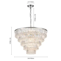 Glam Luxe Chrome 5-Tier Crystal Round Chandelier