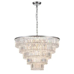 Glam Luxe Chrome 5-Tier Crystal Round Chandelier