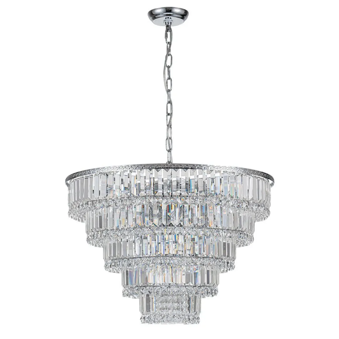 Glam Luxe Chrome 5-Tier Crystal Round Chandelier