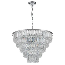 Glam Luxe Chrome 5-Tier Crystal Round Chandelier