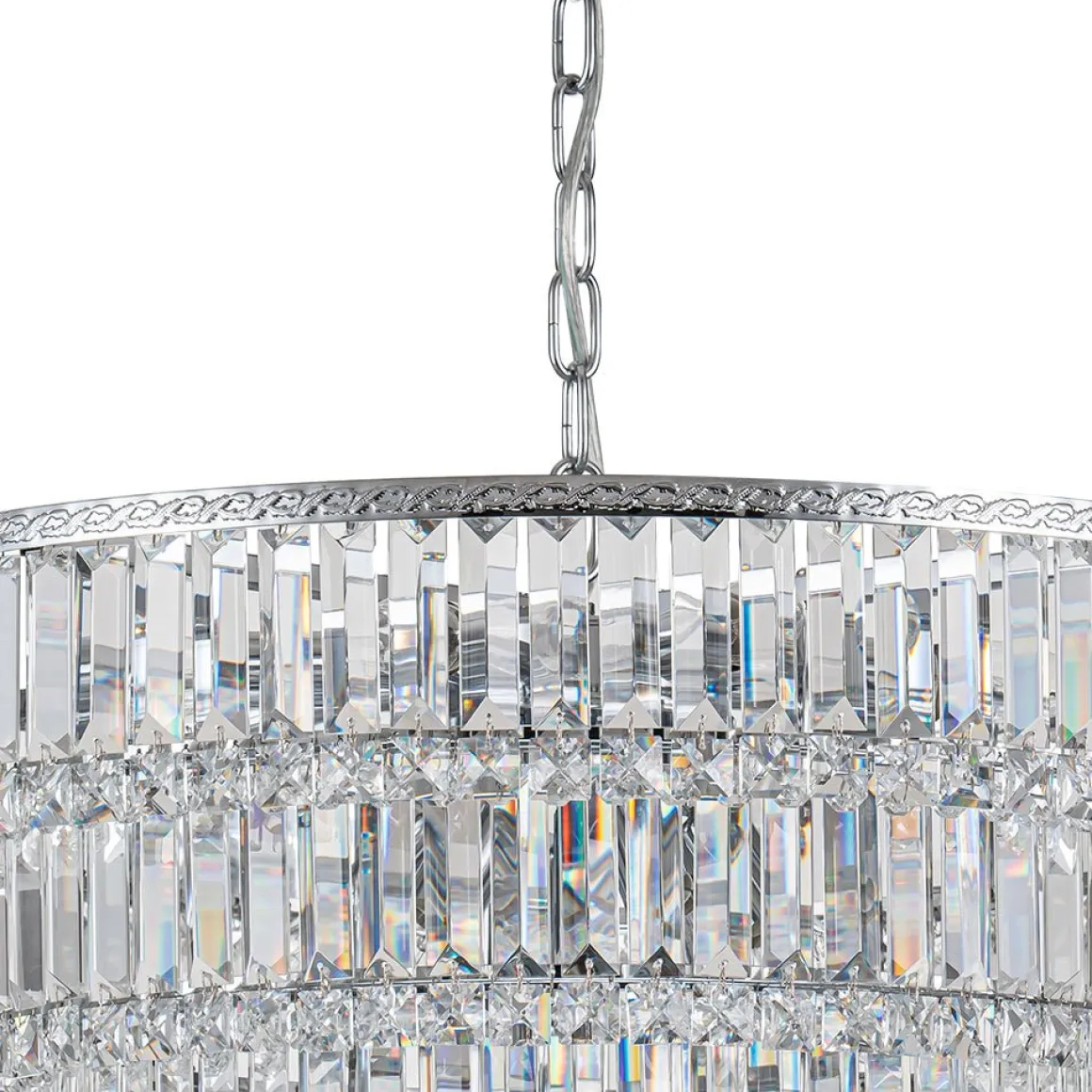 Glam Luxe Chrome 5-Tier Crystal Round Chandelier