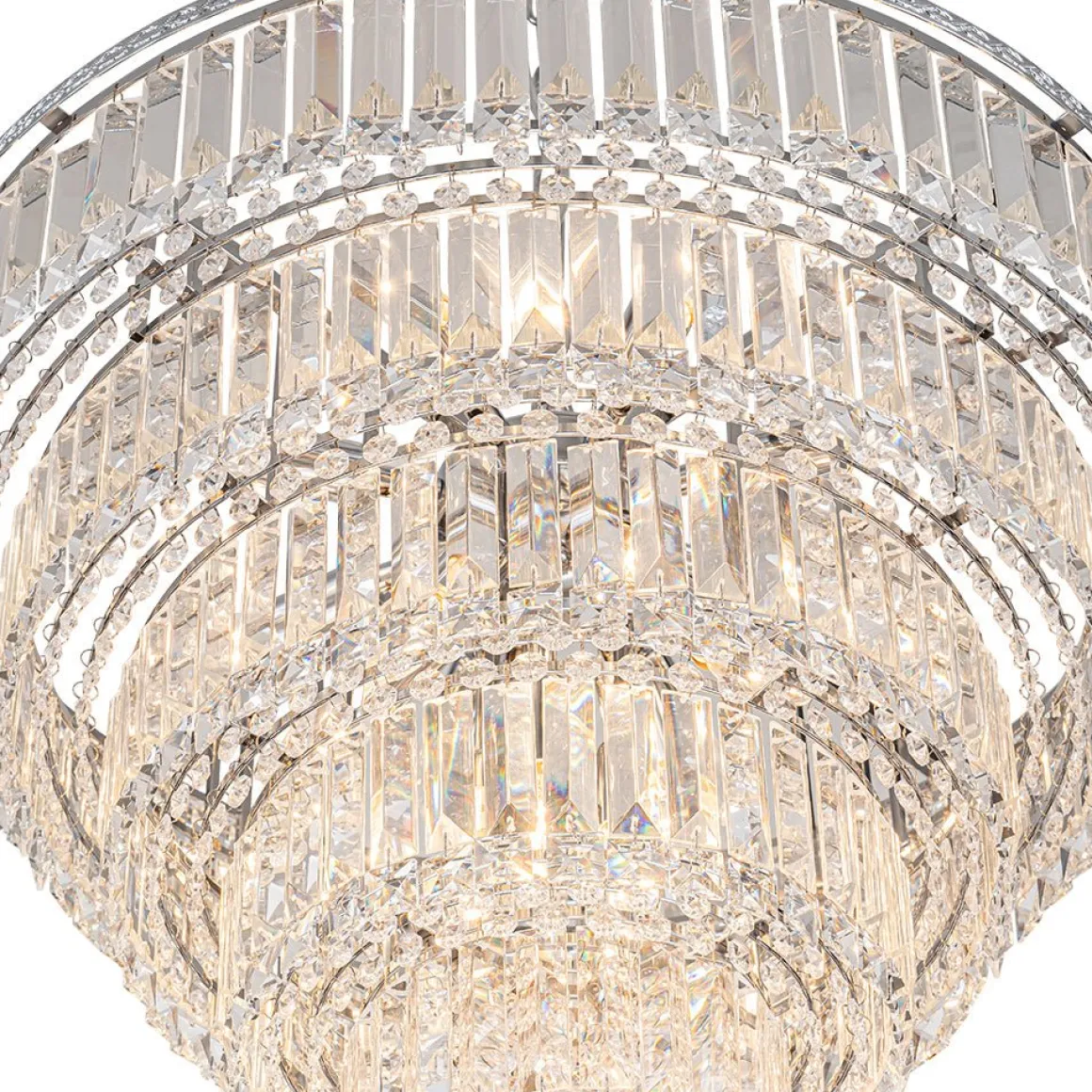 Glam Luxe Chrome 5-Tier Crystal Round Chandelier