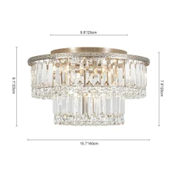 Glam Luxe 2-Tier Crystal Round Semi Flush Mount Light