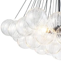 Glam Ribbed Glass Globe Textured Bubble Cluster Chandelier