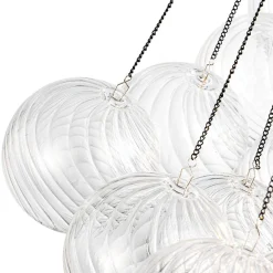 Glam Ribbed Glass Globe Textured Bubble Cluster Chandelier