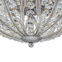 Glam Shabby Chic Crystal Globe Chandelier Distressed Silver