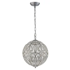 Glam Shabby Chic Crystal Globe Chandelier Distressed Silver