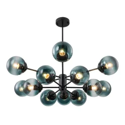 Glam Tiered Blue Glass Globe Bubble Sputnik Chandelier