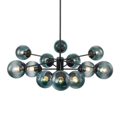 Glam Tiered Blue Glass Globe Bubble Sputnik Chandelier