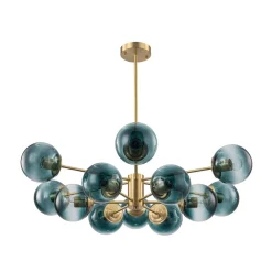 Glam Tiered Blue Glass Globe Bubble Sputnik Chandelier
