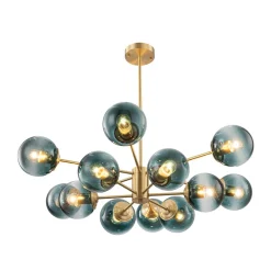 Glam Tiered Blue Glass Globe Bubble Sputnik Chandelier