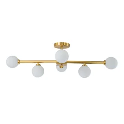 Gold Sputnik Frosted Glass Globe Semi Flush Mount Chandelier