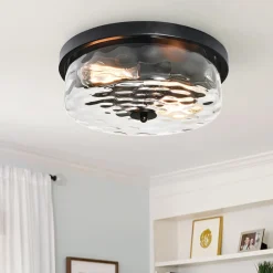 Hammered Glass Flush Mount Ceiling Light