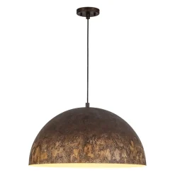 Hand-Applied Aged Bronze Patina Oversized Metal Dome Pendant