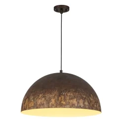 Hand-Applied Aged Bronze Patina Oversized Metal Dome Pendant