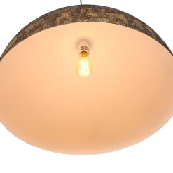 Hand-Applied Aged Bronze Patina Oversized Metal Dome Pendant