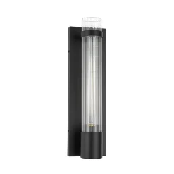 Industrial Black Reeded Glass Linear Tube Wall Light