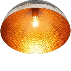 Industrial Dark Rusty Hammered Metal Dome Pendant