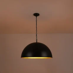 Industrial Farmhouse Black Iron Oversized Dome Pendant Light